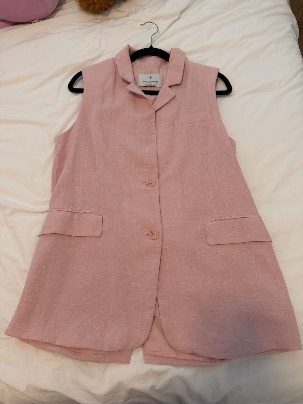 stradivarius Blush Pink Sleeveless Tailored Vest